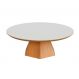 Mesa de Centro Redonda Belan 100% MDF Off White e Freijó