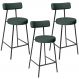 Kit 03 Banquetas Baixa Para Cozinha Sala De Jantar Bancada Milão L02 Linho Verde Musgo - Lyam Decor