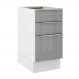 Balcão Madesa Lux 40 cm 3 Gavetas (Sem Tampo) - Branco/Cinza
