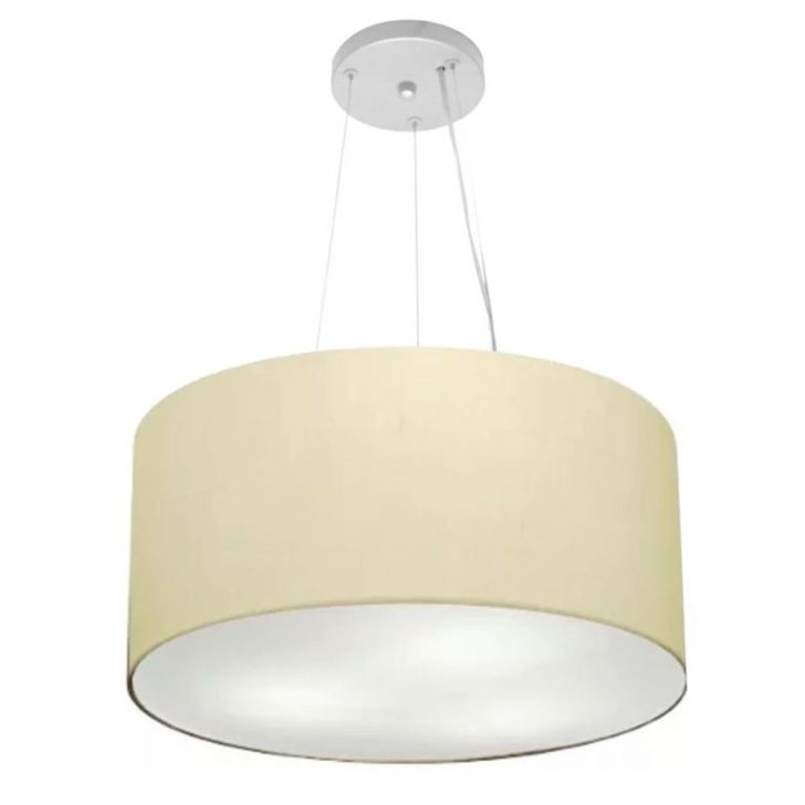 Pendente Cilíndrico Md-4186 Cúpula em Tecido 45x25cm Algodão Crú - Bivolt