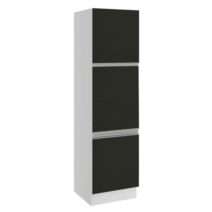 Paneleiro Armário de Cozinha 60 cm 3 Portas Branco/Preto Glamy Madesa