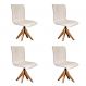 Conjunto com 4 Cadeiras de Jantar Lenk Cru