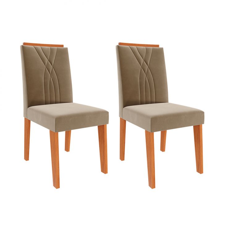 Conjunto com 2 Cadeiras Nicole Suede Joli e Cinamomo