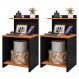 Conjunto 2 Mesinhas Lateral Cama Nicho Decoração Mesa Cabeceira Prateleira Suspensa Organizadora Quarto-Preto/Cinamomo- RPM Móveis