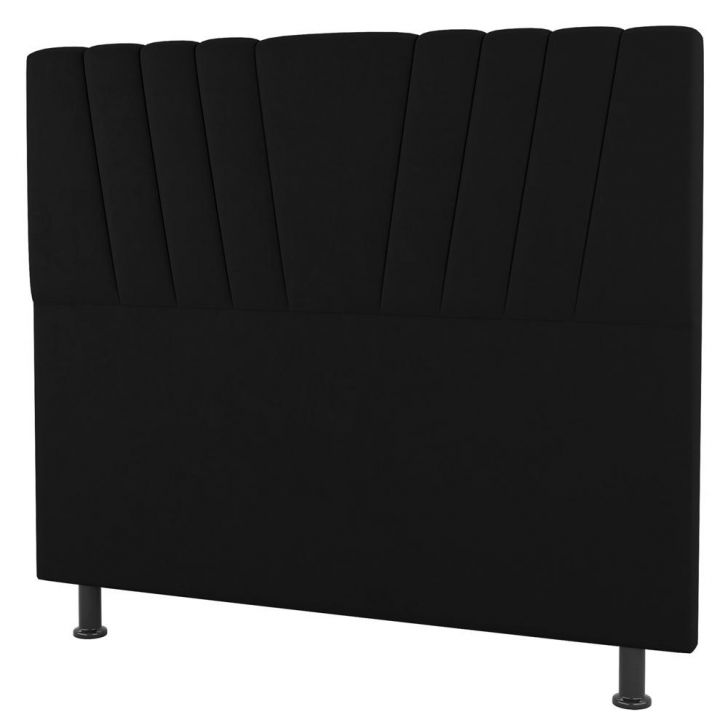 Cabeceira Cama Box Solteiro Dublin 90cm Suede Preto - Desk Design