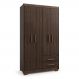 Guarda Roupa Roupeiro De Solteiro Marrom com 4 Portas 2 Gavetas Armário Para Quarto Multiuso Pry 1,85x1,05
