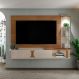 Painel Tv 72 Led e Prateleiras de Vidro Toronto Cinamomo/Off White