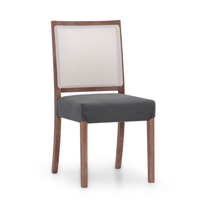 Cadeira Naomi Poliéster Chumbo e Avelã