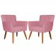 Kit 02 Poltronas Decorativas Onix Suede Rosa - DS Móveis
