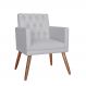Poltrona Decorativa Pés Palito Nina Encosto Estilo Capitonê Branco - DS Estofados