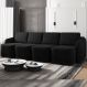 Sofá Cama Modulado Retrátil e Reclinável Decorativo Varsóvia 396cm Veludo Preto G33 - Gran Belo