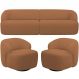 Sofá 4 Lugares Curvo Orgânico com 02 Poltronas Para Sala Living 280cm Barolo L06 Bouclê Terracota - Lyam Decor