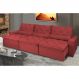 Sofá Lisboa 4,12m Retrátil, Reclinável, Molas no Assento e Almofadas Lombar Tecido Suede Vermelho