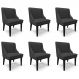 Kit 6 Cadeiras Decorativas Sala de Jantar Base Fixa de Madeira Firenze PU Preto Fosco G19 - Gran Belo