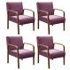 Kit C/ 4 Poltronas Decorativas Anita Braço Madeira Para Recepção - Veludo Roxo