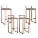 Kit 04 Banquetas Alta Para Cozinha Sala de Jantar Hanna L02 Bronze Linho Cinza Escuro - Lyam Decor