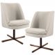 Kit 02 Poltronas Decorativa Giratória Base X Pérsia D02 Veludo Bege B-309 - Lyam Decor
