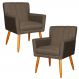 Kit 2 Poltronas Decorativa para Sala de Estar Cecília Linho Marrom - Montanaris Decor