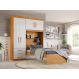 Conjunto Roupeiro Guarda Roupa de Solteiro Off White Com Cama + Cabeceira com Baú Interno Luxo Av