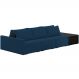 Sofá Ilha Modular Para Sala 342cm com Puff Dublin K01 Veludo Azul Marinho TA7028 e Sintético Preto TF7036