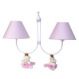 Lustre 2L Simples Com 2 Ursinhas Princesas Rosa Quarto Bebê Infantil Menina