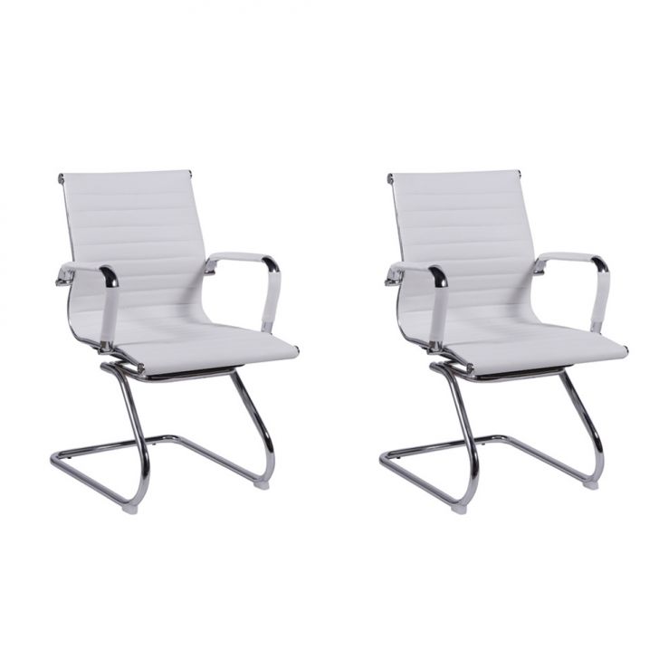 Conjunto Com 2 Cadeiras De Escritório Secretária Milão Ii Branco