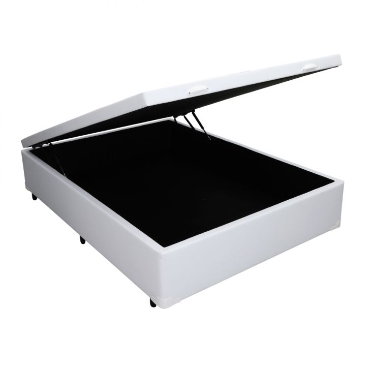Base Para Cama Box Casal Érica Com Baú Branca