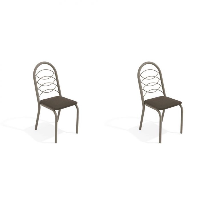Conjunto com 2 Cadeiras Holanda Nickel e Marrom