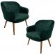 Kit 2 Poltronas Decorativas Kitana Pés Madeira Palito Veludo Verde G15 - Gran Belo