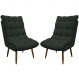 Kit 2 Poltronas Para Sala Recepção Decorativa Consultório Salão Escritório Sufler Linho Verde