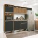 Cozinha Smart Torre Armário Geladeira Balcão Freijó E Grafite