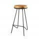 Banqueta Canastra Couro Caramelo Base Metal Preto