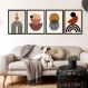 Kit 4 Quadros Para Sala Minimalistas Abstratos Marrom 33x24cm - com vidro