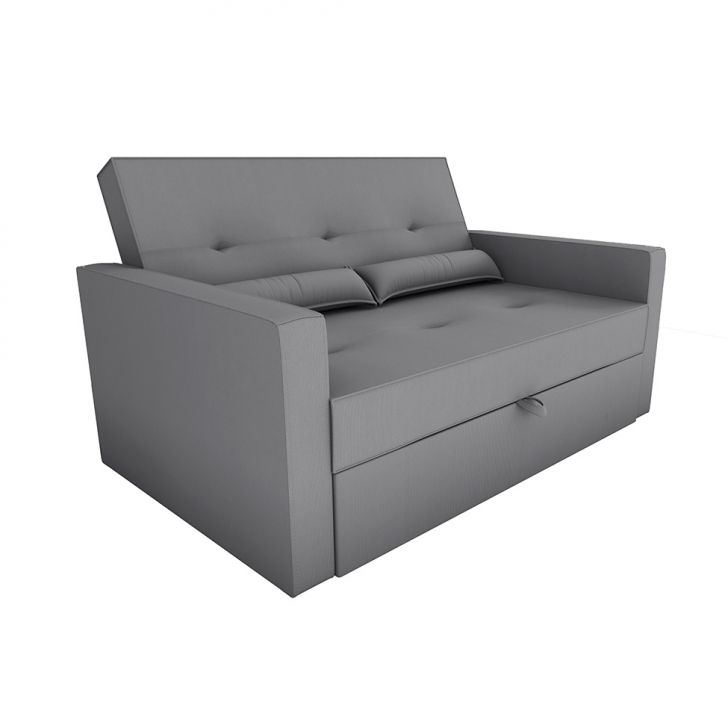 Sofá-Cama Casal 2 Lugares Anne Suede Cinza