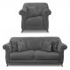 Kit Poltrona e Sofá Living 2 Lugares 1,60m Vênus Suede Cinza Pés Castanho - Pallazio