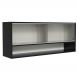 Armário de Cozinha Aéreo 120cm 2 Portas Correr Vidro Pontilhado 1 Nicho Preto Reims Madesa