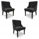 Kit 3 Cadeiras Decorativas Sala de Jantar Base Fixa de Madeira Firenze Veludo Preto G19 - Gran Belo
