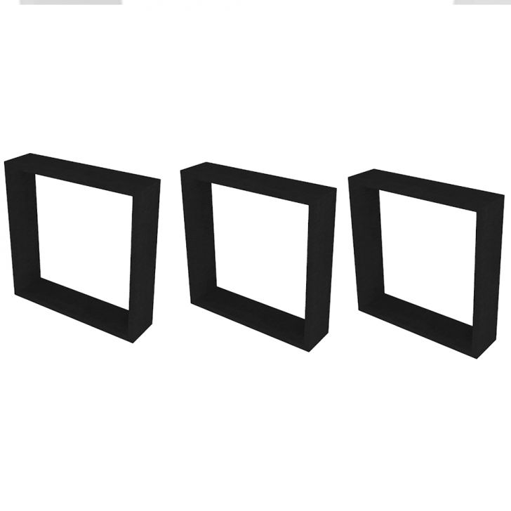 Conjunto com 3 Nichos Quadrados KitCubos Preto