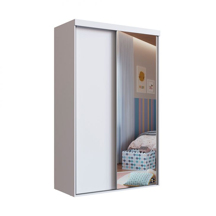 Guarda-Roupa Infantil com Espelho Marvie 2 Portas 2 Gavetas Branco