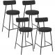 Kit 04 Banquetas Baixa Bar Cozinha Sala De Jantar Estrutura Em Aço Milão L02 Suede Preto - Lyam Decor