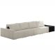 Sofá Ilha Modular Para Sala 432cm com Puff Dublin K01 Bouclê Creme e Sintético Preto - Lyam Decor