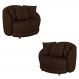 Kit 2 Poltronas Decorativas Base Fixa Galáxia com Almofadas PU Marrom G45 - Gran Belo