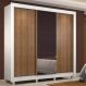 Guarda Roupa Casal Madesa Lyon 3 Portas de Correr com Espelho 2 Gavetas com Pés - Branco/Rustic
