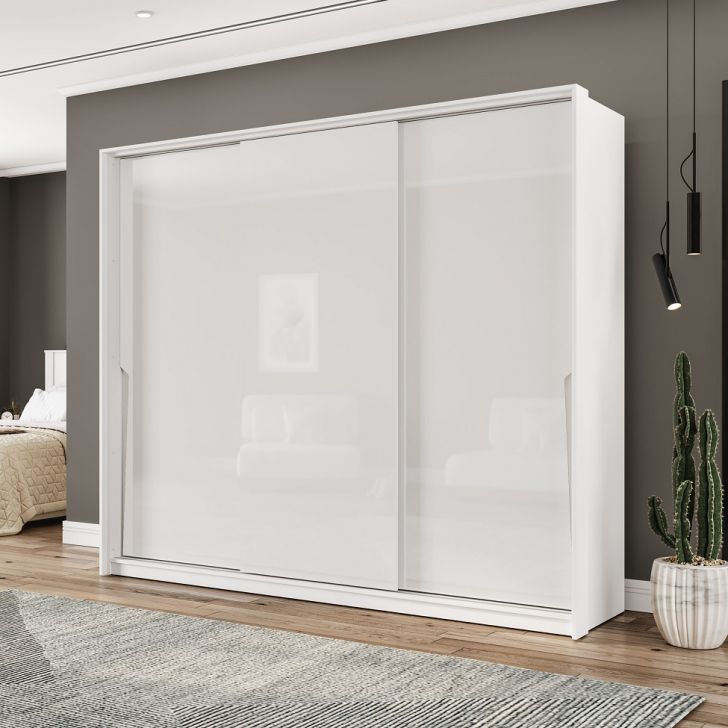 Guarda-roupa Casal Porto 3 Portas 4 Gavetas Branco
