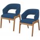 Kit 02 Cadeiras de Jantar e Estar Living Estofada Lince L02 Suede Azul Marinho - Lyam Decor