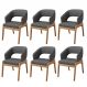 Kit 06 Cadeiras de Jantar e Estar Living Estofada Lince L02 Linho Cinza Escuro - Lyam Decor