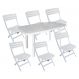 Conjunto de Mesa de Plástico Retangular Desmontável Tiradentes com 6 Cadeiras Dobrável Diamantina Branco