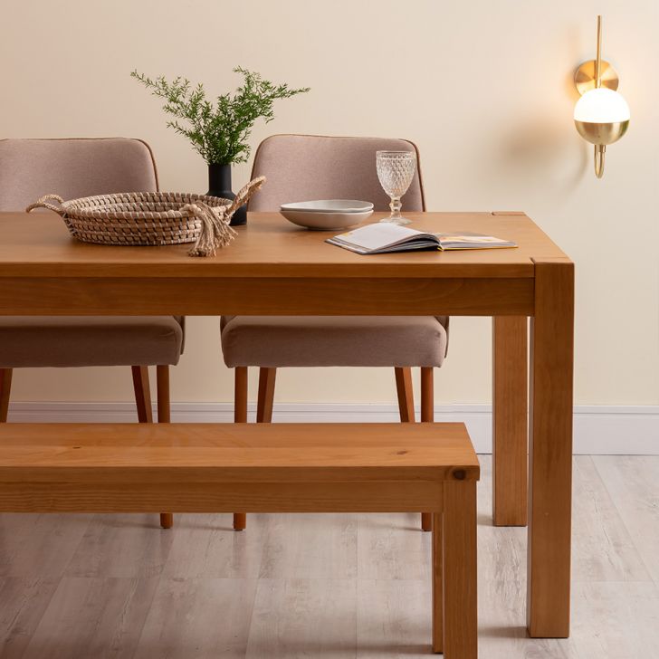 Mesa de Jantar Retangular Macaúba Madeira Maciça Amêndoa 160 cm