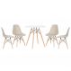Mesa redonda Eames 70 cm + 4 cadeiras Eiffel DSW Mesa branco com cadeiras nude