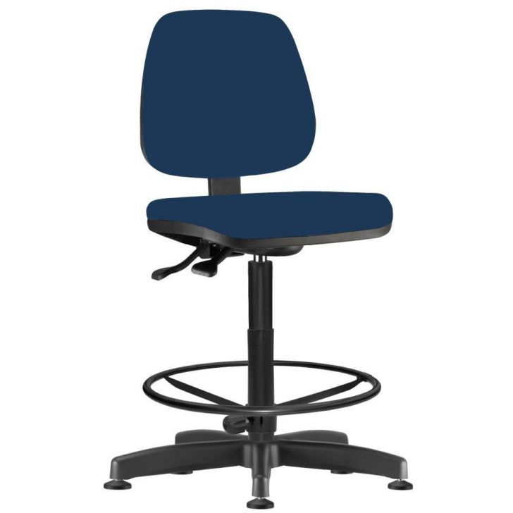 Cadeira Caixa Alta Giratória Job L02 Crepe Azul Marinho - Lyam Decor